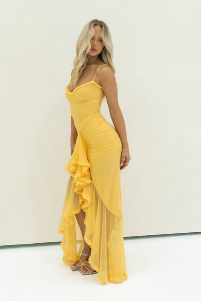 Lila – Cascading Detail Evening Dress
