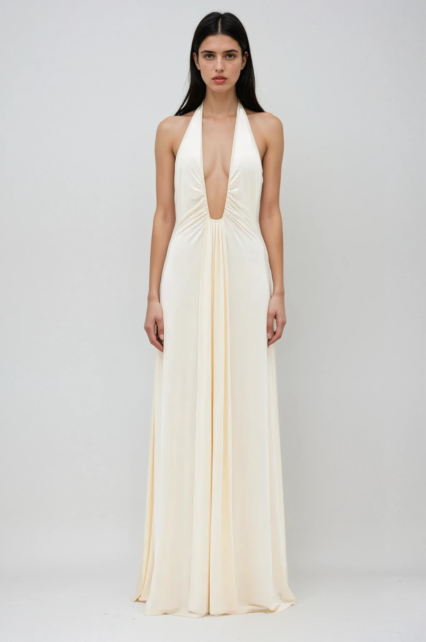 Celeste – Ivory Draped Maxi Dress