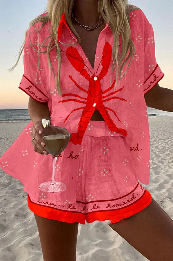 Paulina™ | Completo "Pink Lobster" in lino