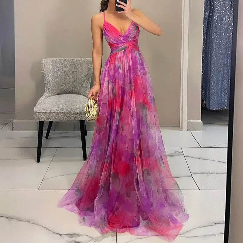 Giselle - Enchanting Floral Print Maxi Dress