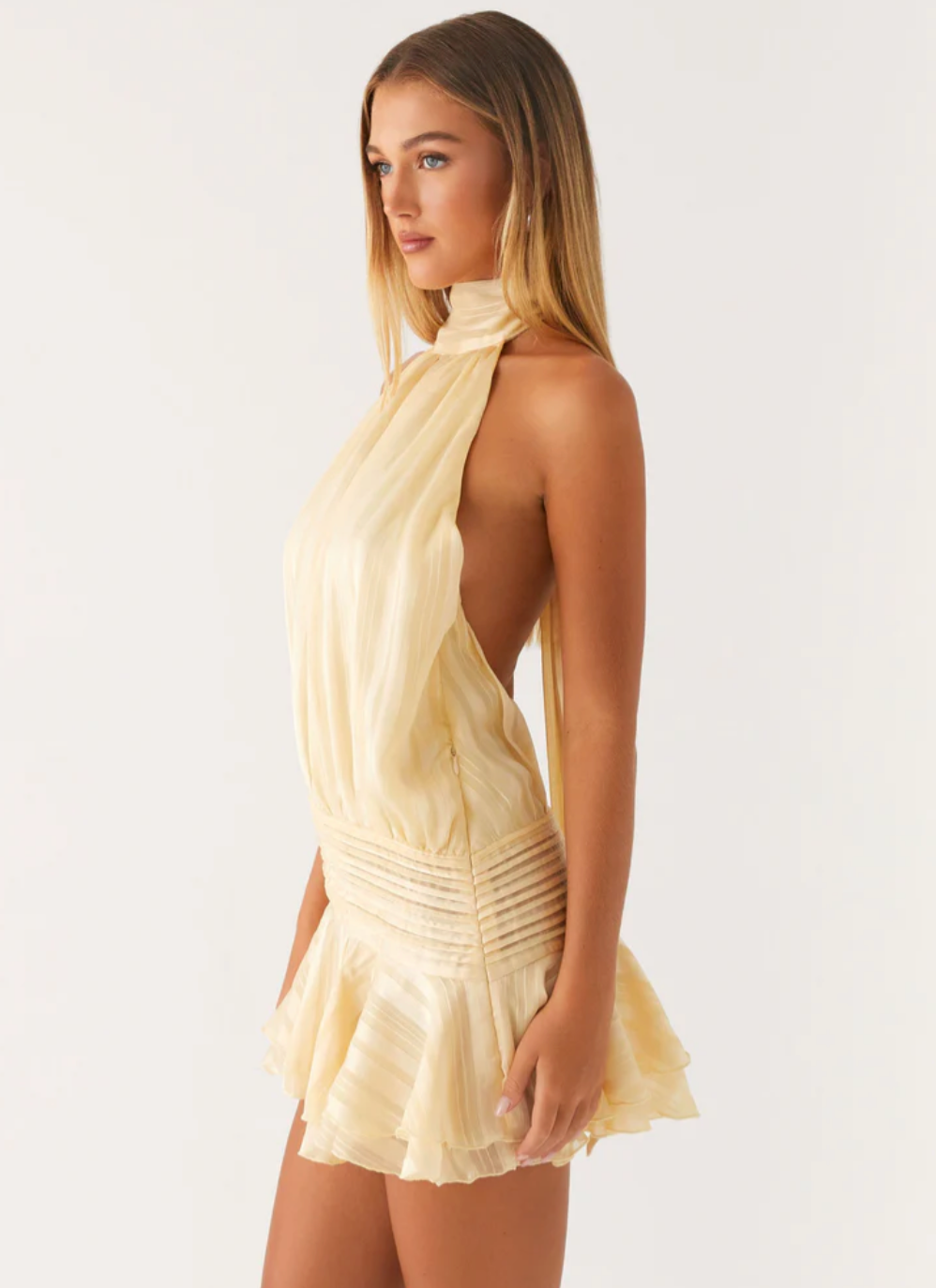 Mini Dress Chiffon - Yellow