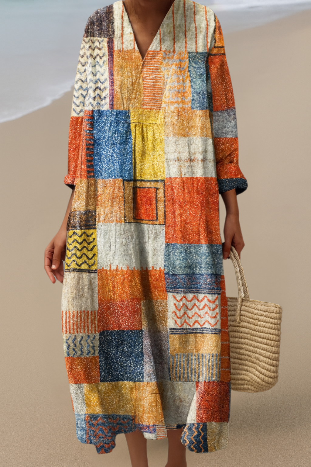 Patchwork Boho Dress – Artistic Flair, All-Day Comfort